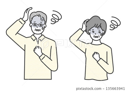 老年人眩暈的向量插圖 老年人眩暈的向量插圖 135663941