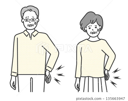 Vector illustration of an elderly person suffering from back pain 135663947