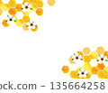 Watercolor honeycomb background frame Manuka flower and honey decorative material 135664258