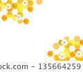 Watercolor honeycomb background frame White flower and honey decoration material 135664259
