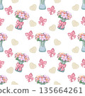 Seamless pattern Flower watercolor spring floral set. Hand drawn pastel flower, leaf, Cute nature. 135664261