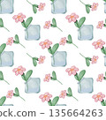 Seamless pattern Flower watercolor spring floral set. Hand drawn pastel flower, leaf, Cute nature. 135664263