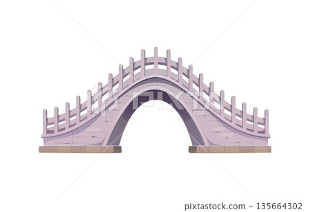 Chinese holiday, travel and culture icon of Asian architecture in China, vector landmark. Chinese Jade Belt Bridge arch of Royal Palace in Beijing and ancient imperial garden building 135664302