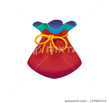 Chinese New Year happy bag or lucky money pouch for Asian holiday, cartoon vector. Symbol of immense good fortune, wealth and prosperity in China, hebao lucky bag for Chinese Lunar New Year gift 135664335