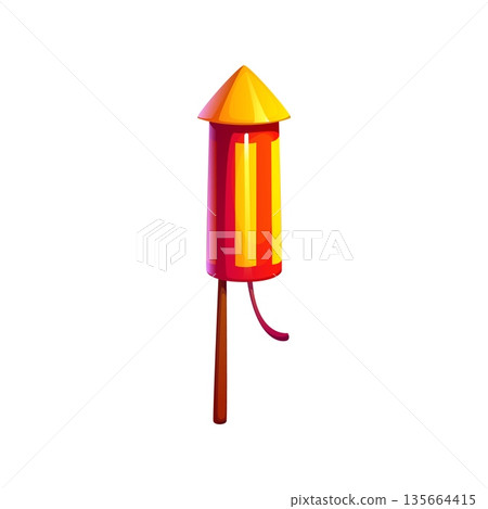 Chinese New Year holiday firecracker or rocket petard for Asian holiday, vector symbol. CNY celebration pyrotechnics and Chinatown festival banger or firecracker petard for Chinese Lunar New Year Chinese New Year holiday firecracker or rocket petard for Asian holiday, vector symbol. CNY celebration pyrotechnics and Chinatown festival banger or firecracker petard for Chinese Lunar New Year 135664415