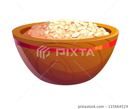 Cartoon rice wooden bowl China culinary icon or symbol. China food cartoon symbol, Chinese culinary vector ingredient. Asian culture isolated rice wooden bowl or Asia cuisine icon Cartoon rice wooden bowl China culinary icon or symbol. China food cartoon symbol, Chinese culinary vector ingredient. Asian culture isolated rice wooden bowl or Asia cuisine icon 135664529
