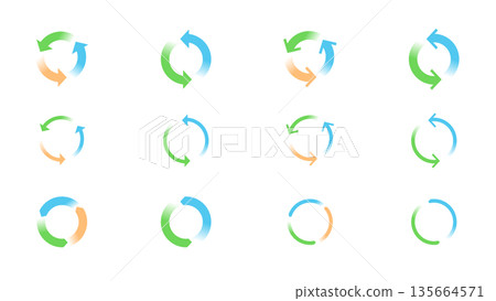 Illustration of arrows that represent circulation and processes Illustration of arrows that represent circulation and processes 135664571