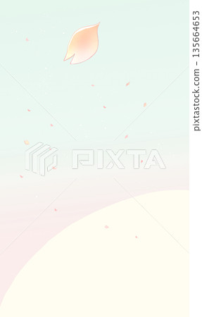 櫻花暴雪山垂直背景 135664653