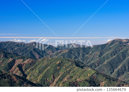 從四國喀斯特地形看到的四國山脈 從四國喀斯特地形看到的四國山脈 135664679