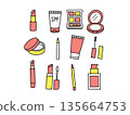 Makeup product illustration set | Lipstick, sunscreen, eyeshadow, etc. | Pop 135664753