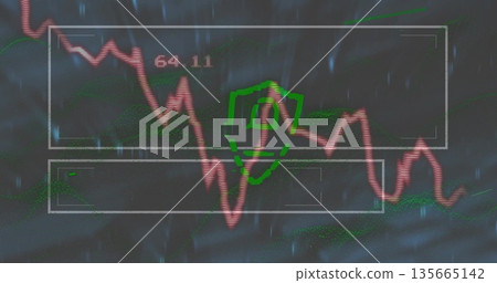 Rendering dashboard screen featuring dynamic red line graph with 64 Rendering dashboard screen featuring dynamic red line graph with 64 135665142