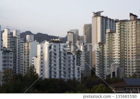 This is a view of an apartment in Korea. This is a view of an apartment in Korea. 135665590