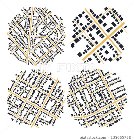 Gps map set navigation to own house. City top view. View from above the map buildings. Detailed view of city. Decorative graphic tourist map. Abstract transportation background. Vector, illustration. Gps map set navigation to own house. City top view. View from above the map buildings. Detailed view of city. Decorative graphic tourist map. Abstract transportation background. Vector, illustration. 135665738