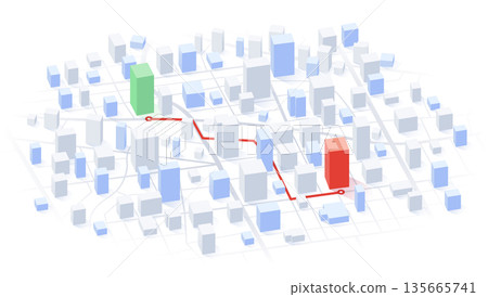 We have moved new office icon location. Address move change location announcement business home map. New pin location. Isometric vector illustration We have moved new office icon location. Address move change location announcement business home map. New pin location. Isometric vector illustration 135665741