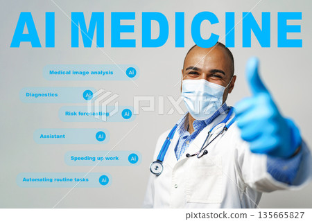 Medical professional shows approval while discussing AI in healthcare Medical professional shows approval while discussing AI in healthcare 135665827