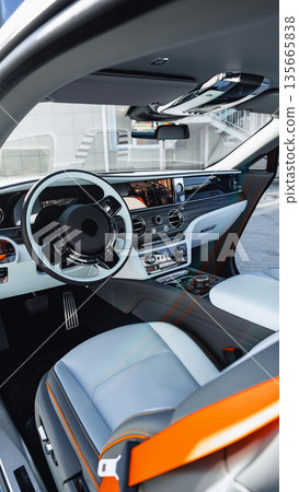 Luxury car interior features modern design and advanced technology Luxury car interior features modern design and advanced technology 135665838