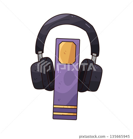 illustration of headphones book 135665945