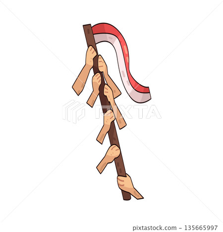 illustration of Indonesia spirit of gotong royong or mutual cooperation 135665997