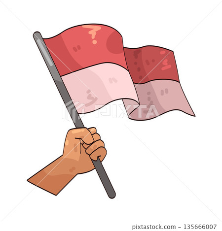 illustration of Hand holding Indonesia Flag illustration of Hand holding Indonesia Flag 135666007