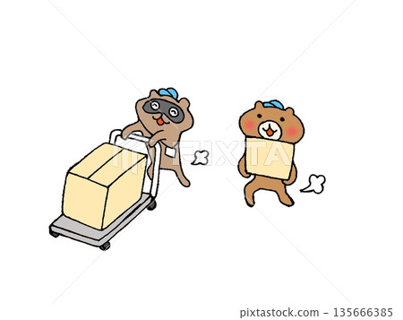 Illustration of animal characters doing transportation work Illustration of animal characters doing transportation work 135666385