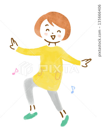 一幅女子跳繩的插圖 135666406