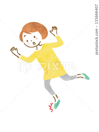 Illustration of a woman about to trip and fall 135666407