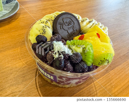 Acai bowl with panda cookies Acai bowl with panda cookies 135666690
