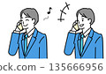 Illustration set of a young office worker making a phone call with a bright expression 135666956