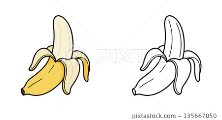 Peeled banana icon illustration 135667050