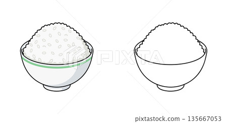 Large rice bowl icon illustration Large rice bowl icon illustration 135667053