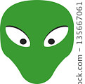 Alien face images on a white background. 135667061