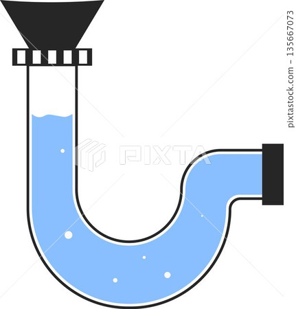 Icon of a water pipe under a sink. Icon of a water pipe under a sink. 135667073