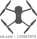 Icon of a military drone silhouette. Mini drone. 135667074