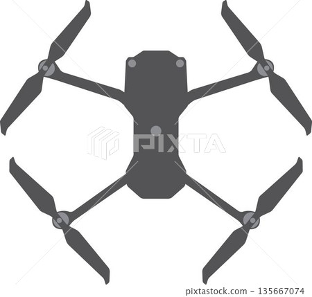 Icon of a military drone silhouette. Mini drone. Icon of a military drone silhouette. Mini drone. 135667074