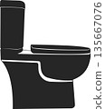 Toilet icon with closed lid. Cleanliness. Sanitation. 135667076
