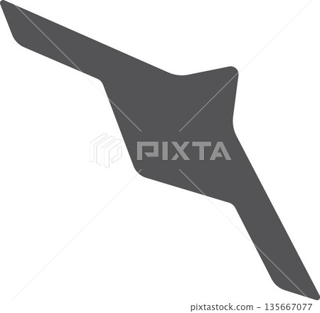 Icon of a military flying drone silhouette. Icon of a military flying drone silhouette. 135667077