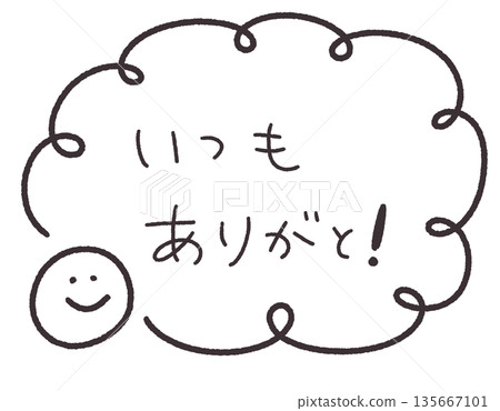 Cute handwritten "Thank you always" message frame illustration 135667101