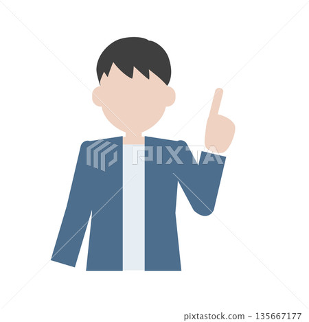 Illustration of a man pointing in front of a person - A pose showing explanation or warning Illustration of a man pointing in front of a person - A pose showing explanation or warning 135667177