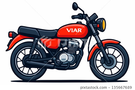 Illustration of a classic red Viar motorbike 135667689