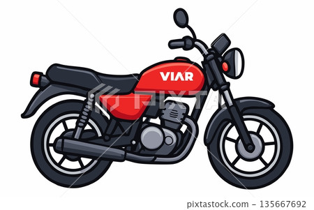 Illustration of a classic red Viar motorbike 135667692