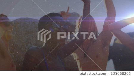 Smiling friends dancing on rooftop at sunset, with sunglasses pendant swim top sleeveless tops Smiling friends dancing on rooftop at sunset, with sunglasses pendant swim top sleeveless tops 135668205