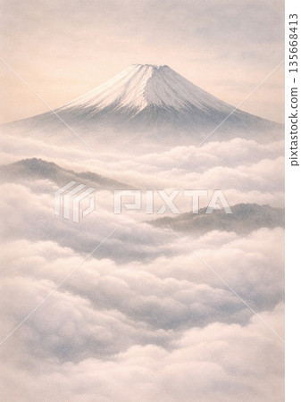 Mt. Fuji floating in the sea of clouds 135668413