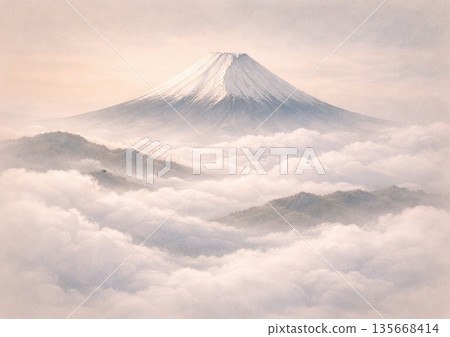 Mt. Fuji floating in the sea of clouds 135668414