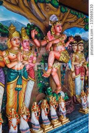 Colorful Hindu deities and intricate mural inside Sri Maha Mariamman Temple, Kuala Lumpur Malaysia Colorful Hindu deities and intricate mural inside Sri Maha Mariamman Temple, Kuala Lumpur Malaysia 135669130