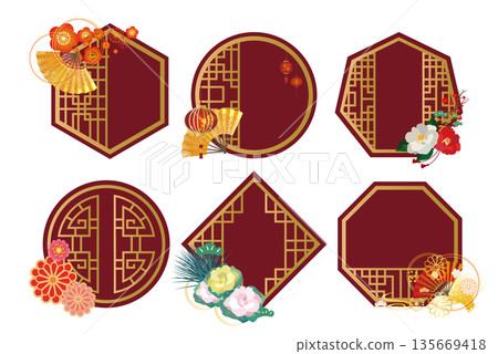 Chinese style frame decorative frame set Chinese style frame decorative frame set 135669418