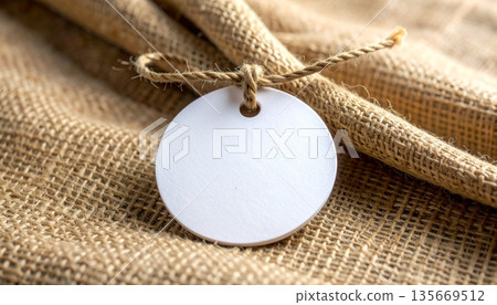 blank gift tag on brown background blank gift tag on brown background 135669512