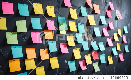 colorful sticky notes on black colorful sticky notes on black 135669523
