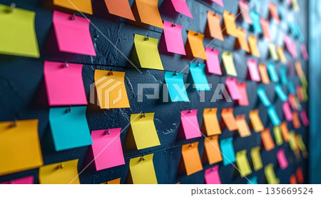 colorful sticky notes on black colorful sticky notes on black 135669524