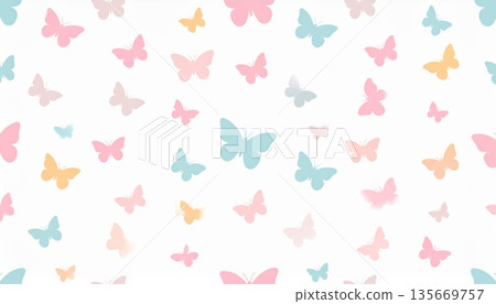 Colorful spring nature vector illustration of a seamless pattern with butterflies featuring artistic summer insect wings and floral decoration for a beauty wallpaper design Colorful spring nature vector illustration of a seamless pattern with butterflies featuring artistic summer insect wings and floral decoration for a beauty wallpaper design 135669757