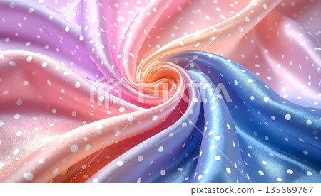 Abstract pink background featuring silk fabric waves and liquid bubbles in a swirling satin texture design with a soft ribbon pattern backdrop Abstract pink background featuring silk fabric waves and liquid bubbles in a swirling satin texture design with a soft ribbon pattern backdrop 135669767